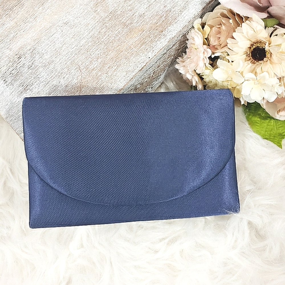 Colorful Creations Navy Blue Satin Clutch NWT